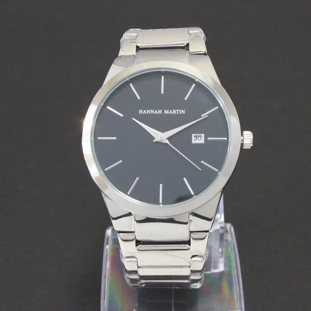 Men's Minimalist Quartz Watch Integrated Bracelet Silver-tone 40mm